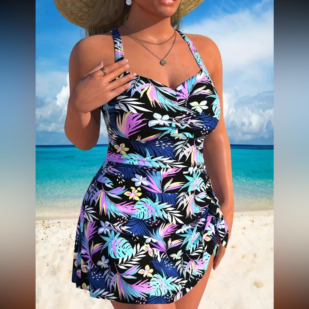 NEW 1 Piece Swimdress , multi floral #SW-D1-0106
